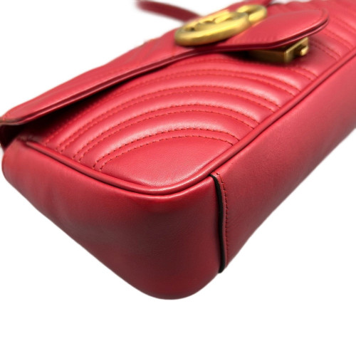 Gucci Chevron Small GG Marmont Calfskin Red