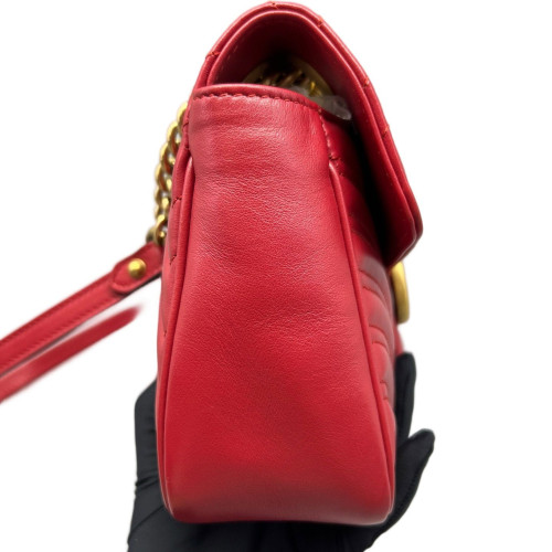 Gucci Chevron Small GG Marmont Calfskin Red