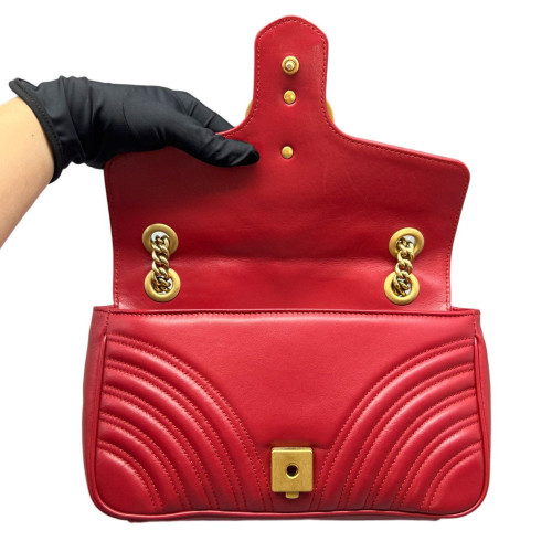 Gucci Chevron Small GG Marmont Calfskin Red