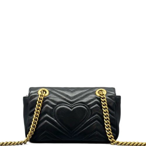 Gucci Chevron Mini GG Marmont Calfskin Black Gucci Chevron Mini GG Marmont Calfskin Black