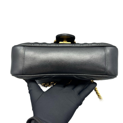Gucci Chevron Mini GG Marmont Calfskin Black Gucci Chevron Mini GG Marmont Calfskin Black