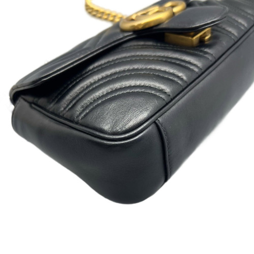Gucci Chevron Mini GG Marmont Calfskin Black Gucci Chevron Mini GG Marmont Calfskin Black