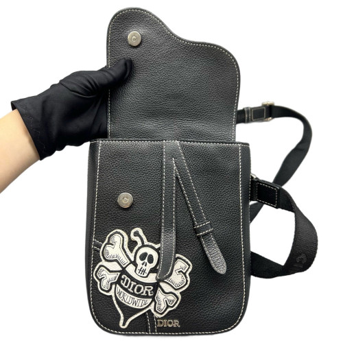Dior Cannage Stitch Saddle Bag Calfskin Black Dior Cannage Stitch Saddle Bag Calfskin Black