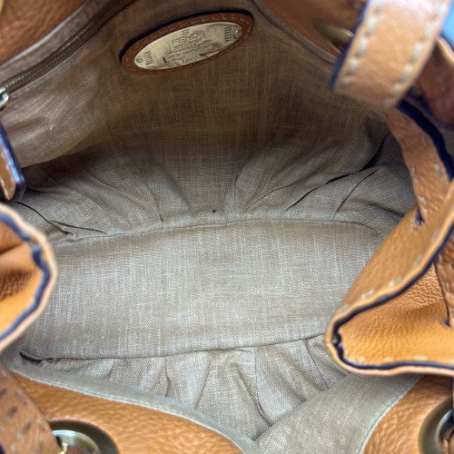 Fendi Tote Bag Grained Calfskin Brown