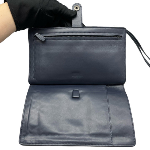 Bottega Veneta Continental Wallet Calfskin Intrecciato Navy Blue