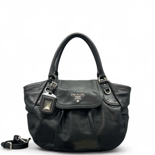 Prada Shoulder Bag Calfskin Black