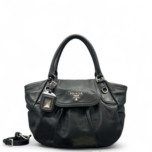 Prada Shoulder Bag Calfskin Black