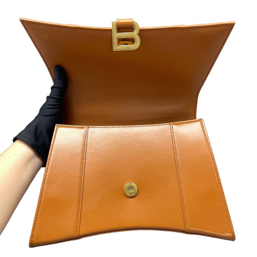 Balenciaga Hourglass Top Handle Medium Smooth Calfskin Brown Balenciaga Hourglass Top Handle Medium Smooth Calfskin Brown