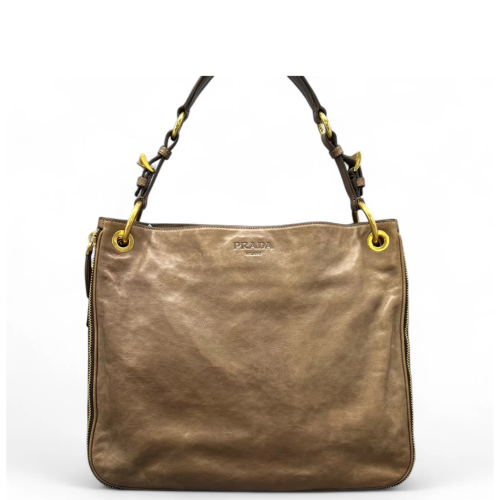 Prada Hobo Vitello Phenix Taupe Grey