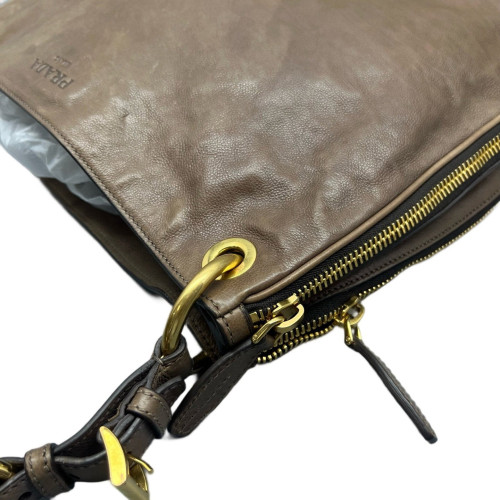 Prada Hobo Vitello Phenix Taupe Grey