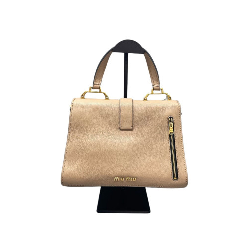 Miu Miu Madras Handbag Calfskin Beige White Miu Miu Madras Handbag Calfskin Beige White