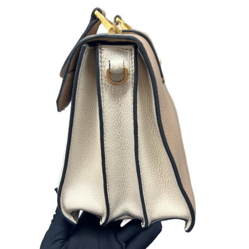 Miu Miu Madras Handbag Calfskin Beige White Miu Miu Madras Handbag Calfskin Beige White