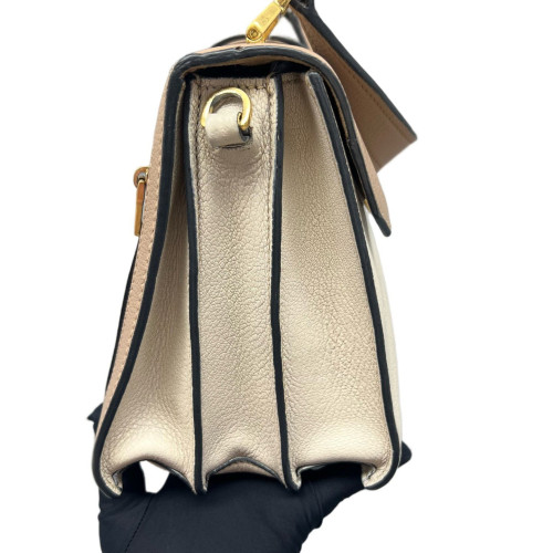 Miu Miu Madras Handbag Calfskin Beige White Miu Miu Madras Handbag Calfskin Beige White