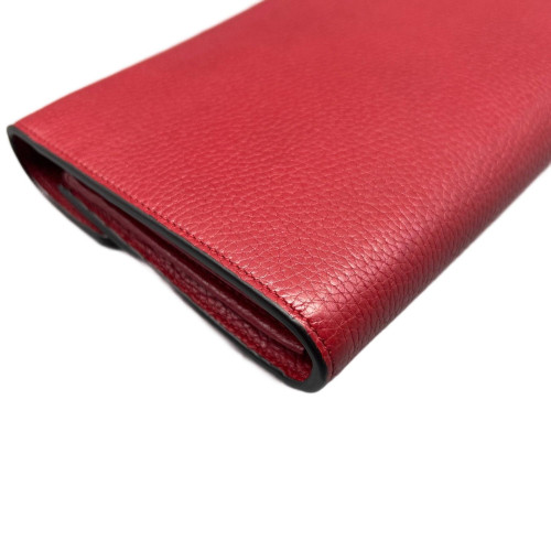 Gucci GG Marmont Chain Wallet Grained Calfskin Red