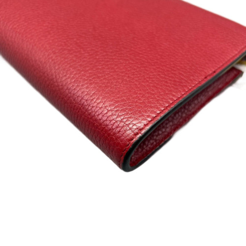 Gucci GG Marmont Chain Wallet Grained Calfskin Red