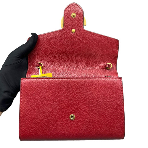 Gucci GG Marmont Chain Wallet Grained Calfskin Red