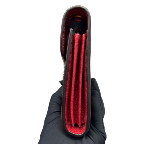 Gucci GG Marmont Chain Wallet Grained Calfskin Red
