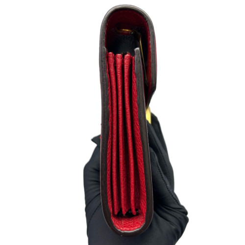 Gucci GG Marmont Chain Wallet Grained Calfskin Red