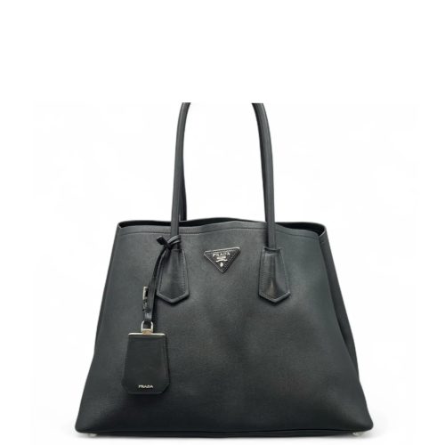 Prada Large Double Bag Calfskin Black