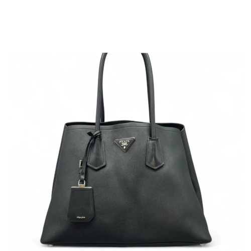 Prada Large Double Bag Calfskin Black