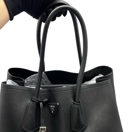 Prada Large Double Bag Calfskin Black