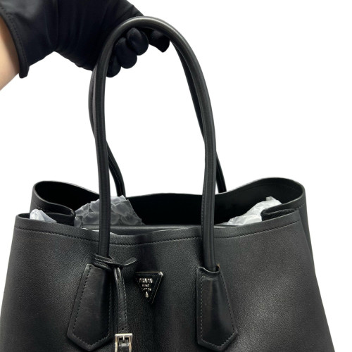 Prada Large Double Bag Calfskin Black