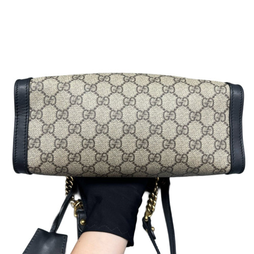 Gucci Small Padlock Tote GG Supreme Monogram Brown Black Gucci Small Padlock Tote GG Supreme Monogram Brown Black