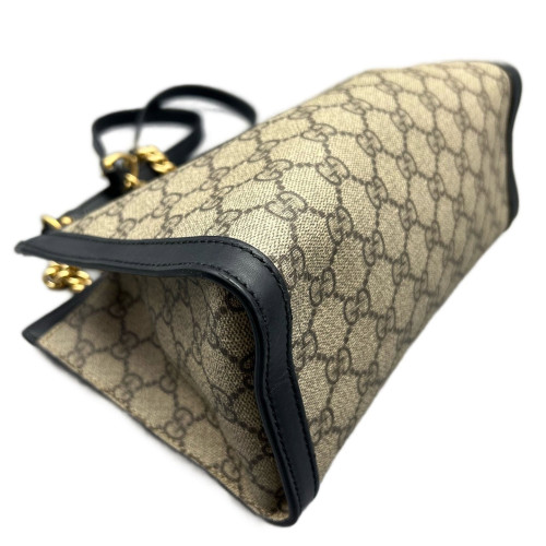 Gucci Small Padlock Tote GG Supreme Monogram Brown Black Gucci Small Padlock Tote GG Supreme Monogram Brown Black