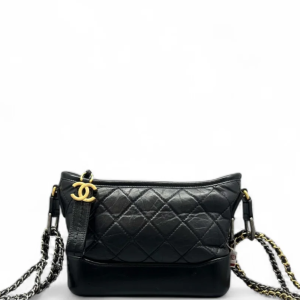 Chanel Quilted Small Gabrielle Hobo Crumpled Calfskin Black Chanel Quilted Small Gabrielle Hobo Crumpled Calfskin Black