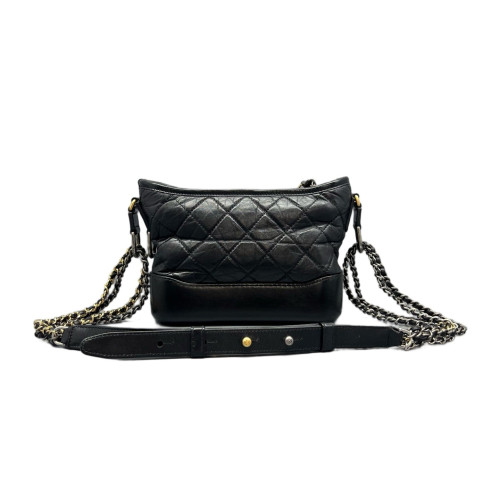 Chanel Quilted Small Gabrielle Hobo Crumpled Calfskin Black Chanel Quilted Small Gabrielle Hobo Crumpled Calfskin Black