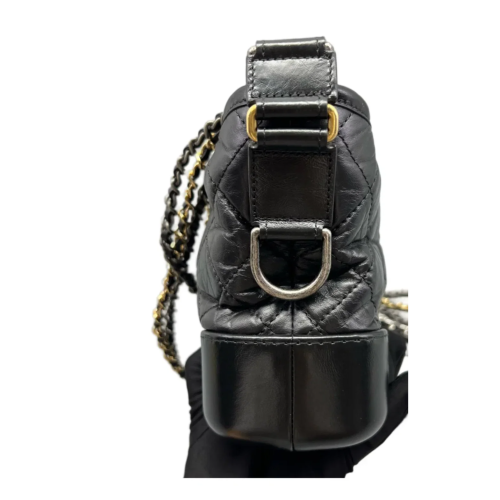 Chanel Quilted Small Gabrielle Hobo Crumpled Calfskin Black Chanel Quilted Small Gabrielle Hobo Crumpled Calfskin Black