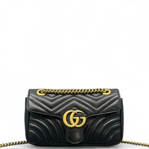 Gucci Chevron Small GG Marmont Calfskin Black Gucci Chevron Small GG Marmont Calfskin Black