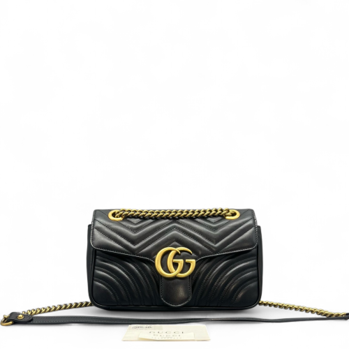 Gucci Chevron Small GG Marmont Calfskin Black Gucci Chevron Small GG Marmont Calfskin Black