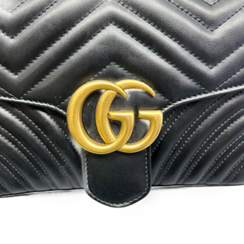 Gucci Chevron Small GG Marmont Calfskin Black Gucci Chevron Small GG Marmont Calfskin Black