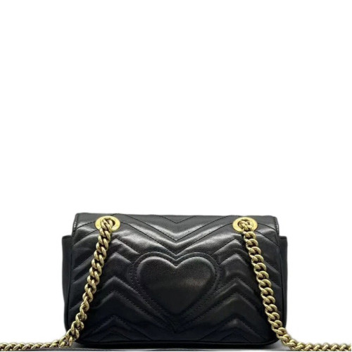 Gucci Chevron Mini GG Marmont Calfskin Black Gucci Chevron Mini GG Marmont Calfskin Black