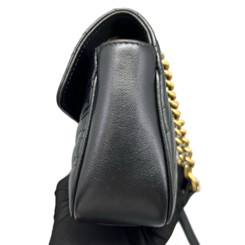 Gucci Chevron Mini GG Marmont Calfskin Black Gucci Chevron Mini GG Marmont Calfskin Black