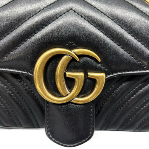 Gucci Chevron Mini GG Marmont Calfskin Black Gucci Chevron Mini GG Marmont Calfskin Black