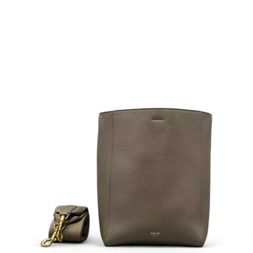 Celine Sangle Small Bucket Bag Grained Calfskin Grey