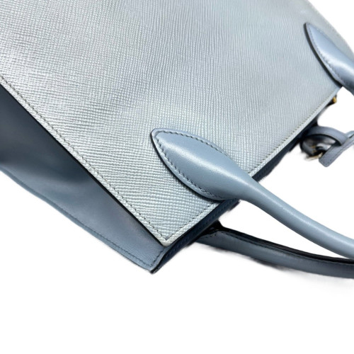 Prada Small Monochrome Tote Saffiano Calfskin Blue