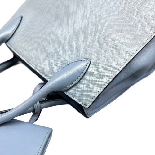 Prada Small Monochrome Tote Saffiano Calfskin Blue