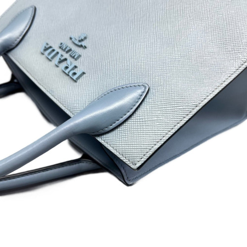 Prada Small Monochrome Tote Saffiano Calfskin Blue