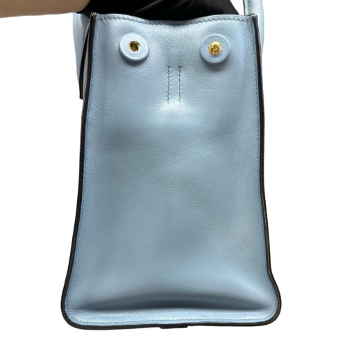 Prada Small Monochrome Tote Saffiano Calfskin Blue