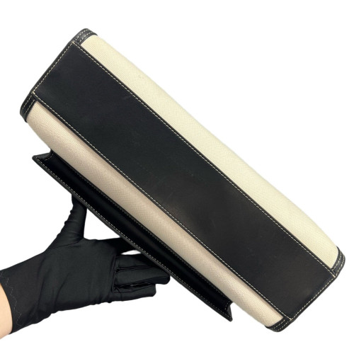 Burberry Medium Two Tone Pocket Bag Canvas Black Beige Burberry Medium Two Tone Pocket Bag Canvas Black Beige