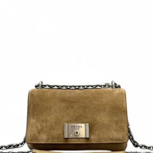 Prada Shoulder Bag Suede Brown Prada Shoulder Bag Suede Brown