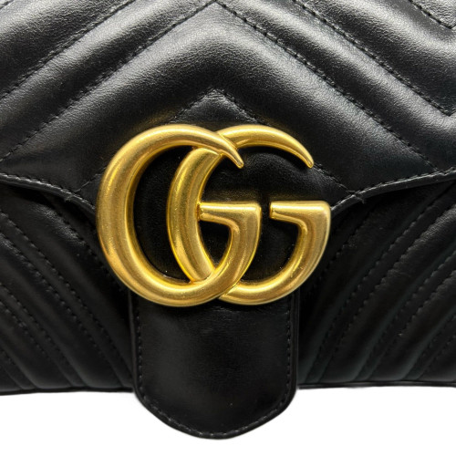 Gucci Chevron Small GG Marmont Calfskin Black Gucci Chevron Small GG Marmont Calfskin Black