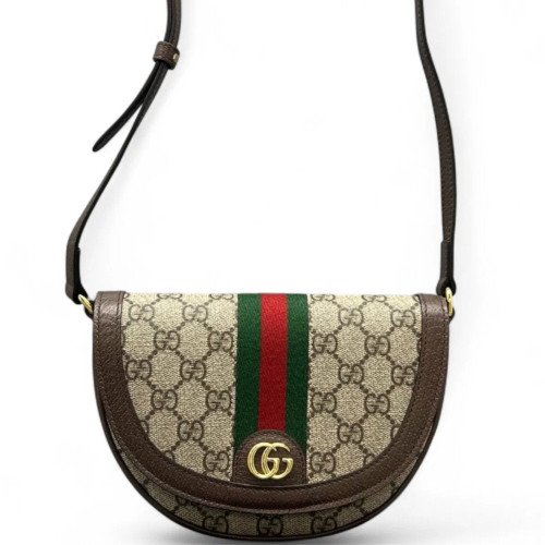 Gucci Saddle Bag GG Supreme Monogram Beige Ebony Dark Brown