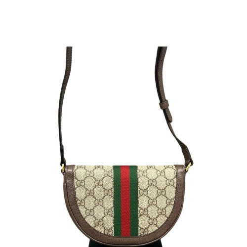 Gucci Saddle Bag GG Supreme Monogram Beige Ebony Dark Brown