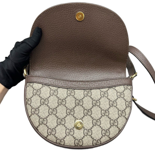 Gucci Saddle Bag GG Supreme Monogram Beige Ebony Dark Brown
