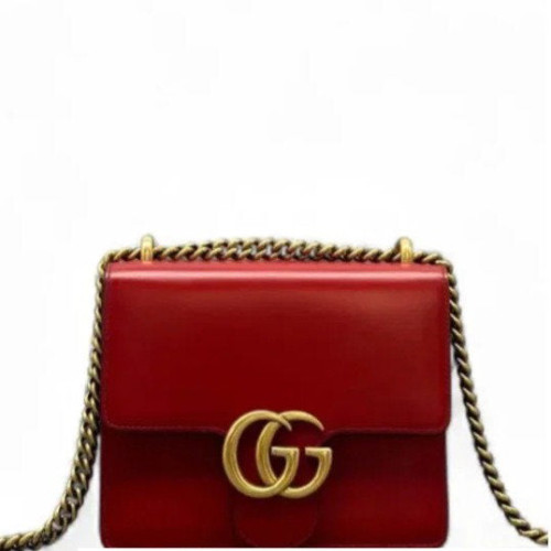 Gucci Crossbody Bag Glazed Calfskin Red