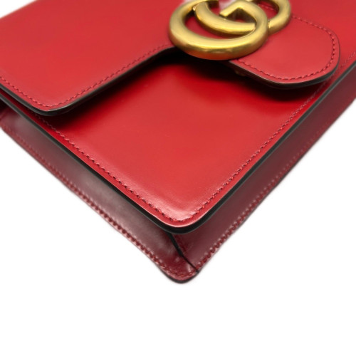 Gucci Crossbody Bag Glazed Calfskin Red
